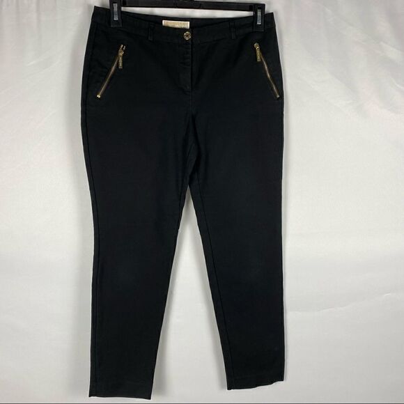 Michael Michael Kors Black Ankle Pants with Gold Zipper Accents - Picture 1 of 2
